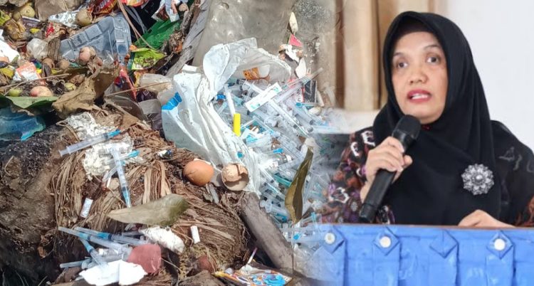 Limbah beracun di tps, kadinkes irma tuding ulah warga luar sumber jaya sampah berserakan di tps sumber jaya. (insert foto: irma suryani)