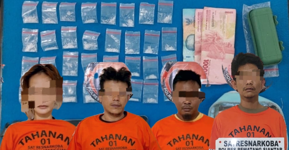 polisi tangkap bandar sabu saat menggerebek sebuah kos-kosan di jalan mataram 1, kelurahan melayu, kecamatan siantar barat.