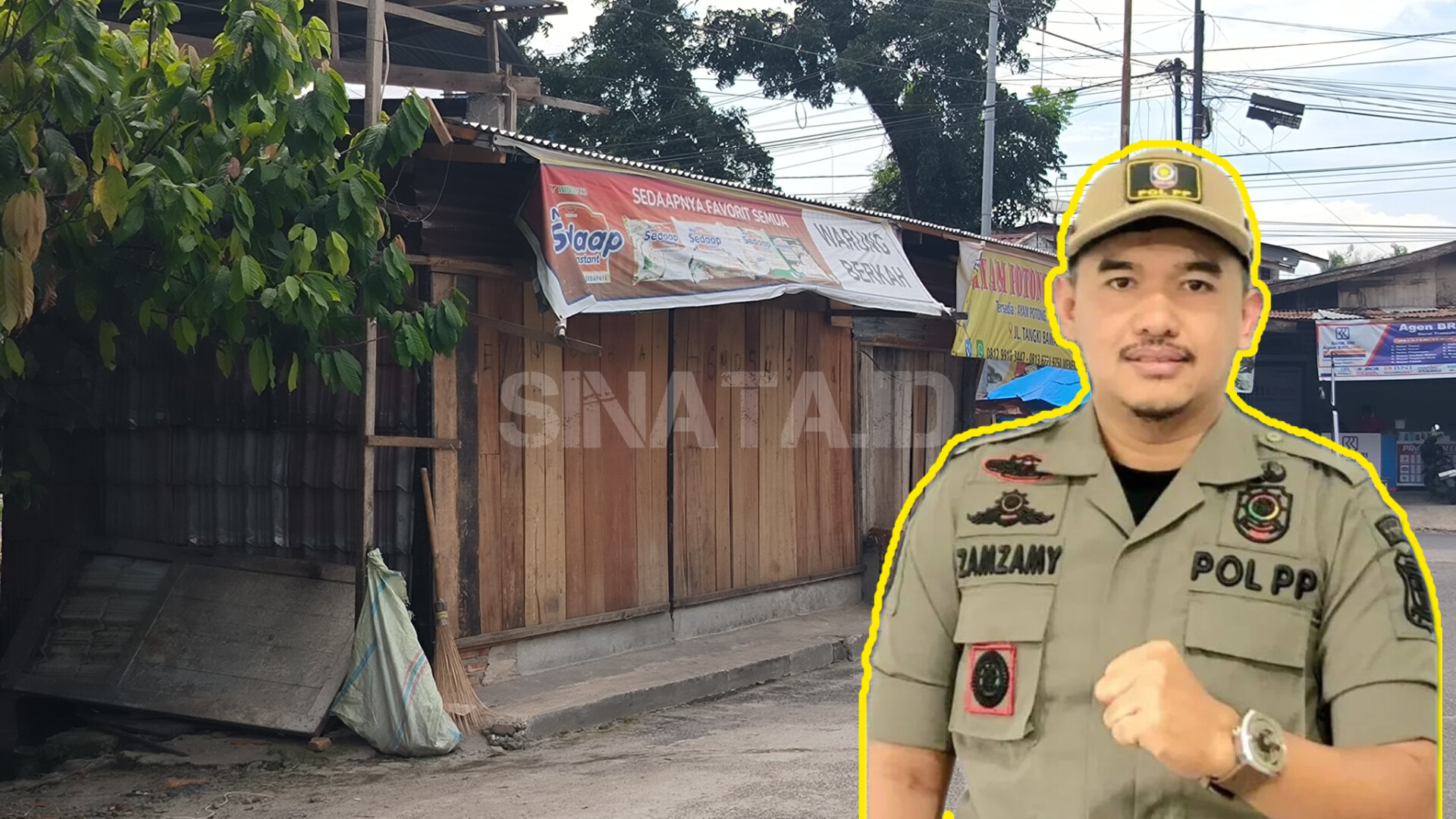Kios milik kerabat dewan berdiri di drainase sampai badan jalan. insert: Farhan Zamzamy. (foto: sinata)