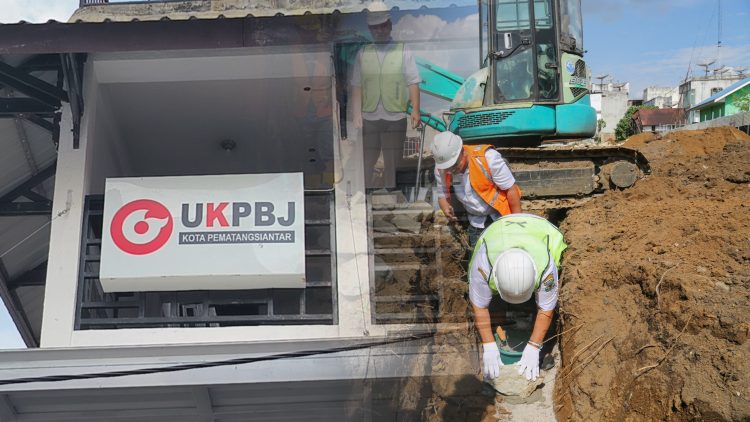 Aneh di proyek labkesmas siantar, pengawas mengawasi dirinya sendiri? kolase gambar: kantor ukpbj dan momen peletakan batu pertama pembangunan labkesmas pematangsiantar pada awal agustus 2025. (ist)