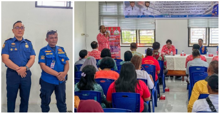 Suasana sosialisasi dan edukasi pencegahan kebakaran di Kantor Camat Siantar Marimbun