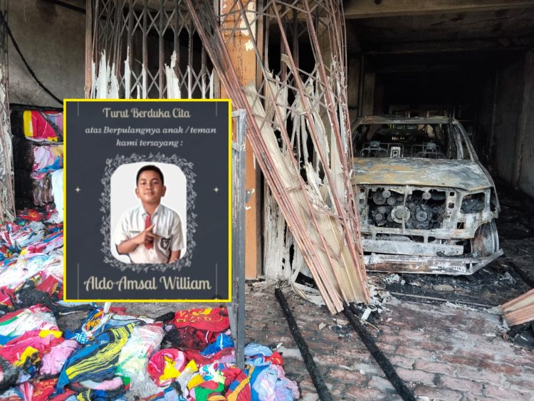 Bocah sd yang terjebak dalam kebakaran ruko berusaha selamatkan ponsel bocah sd tewas usai terjebak dalam kebakaran. (foto: sinata/hendri)