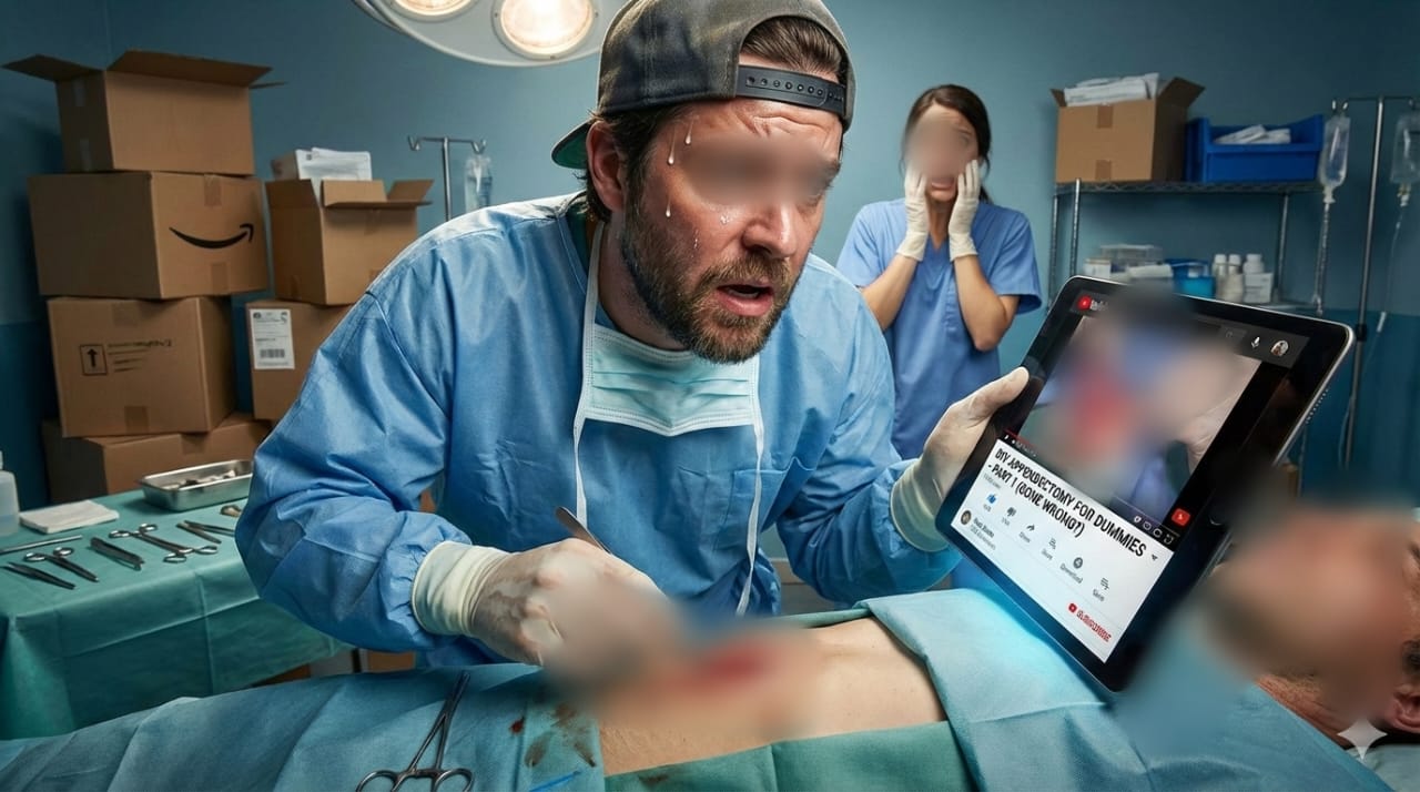 Cuma berbekal youtube, dokter gadungan nekat bedah pasien hingga tewas gambar ilustrasi. ai