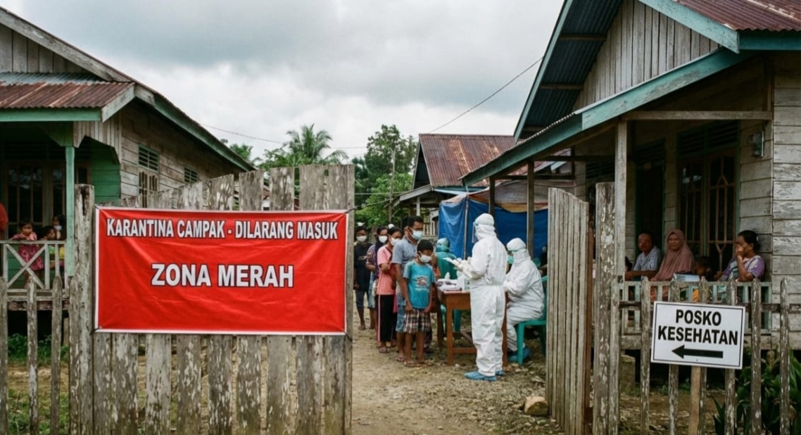 Wabah campak meluas di as, ratusan warga jalani karantina gambar ilustrasi. ai